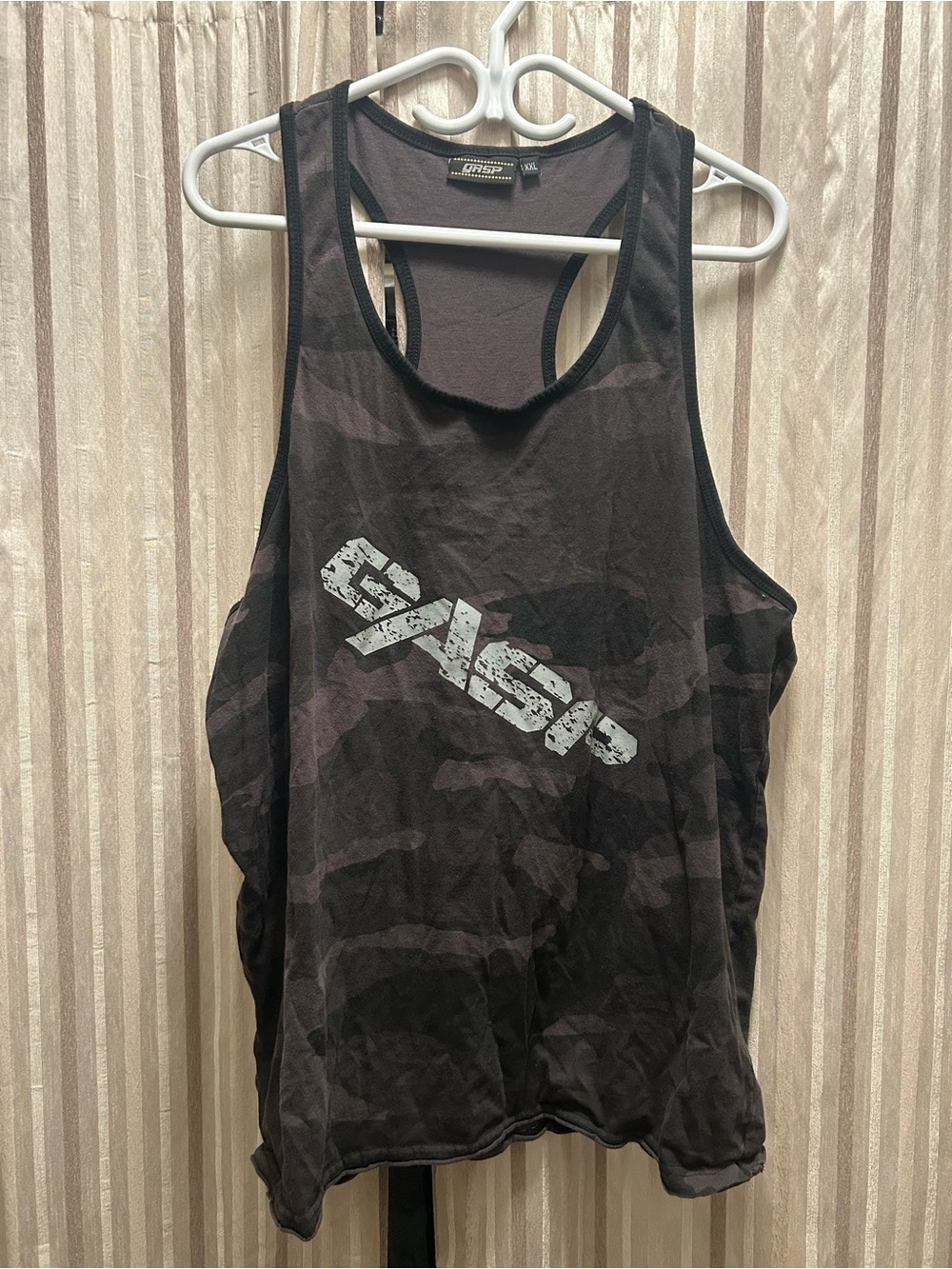 GASP Men’s Vintage T-Back Black Camo Racerback Tank, Size XXL